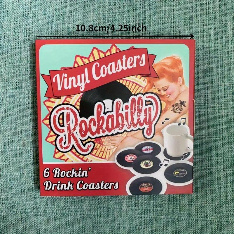 6PCS Rockin Drink Coaster Vintage CD Record Coaster, Table Mat, Coffee Mat, Vinyl CD Placemat Set