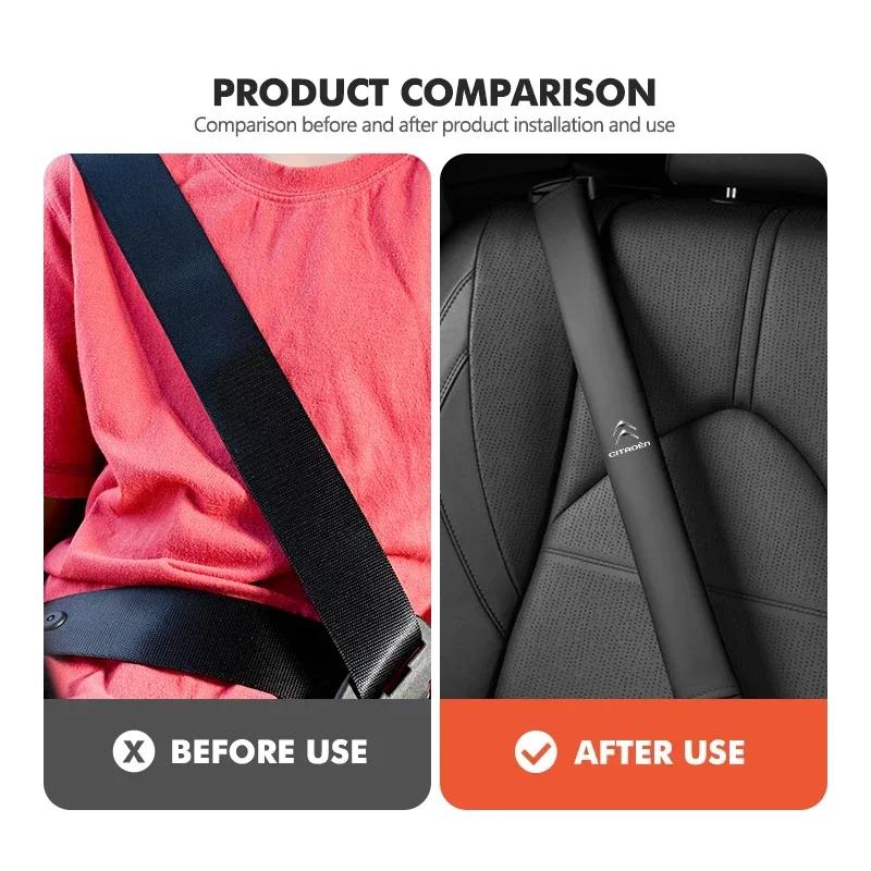 Car Extended Belt Cover Shoulder Pads Leather Seat Belt Cover For Citroen C5 C1 C2 C6 C4L DS3 DS4 DS5 C-Elysee Grand Berlingo and123