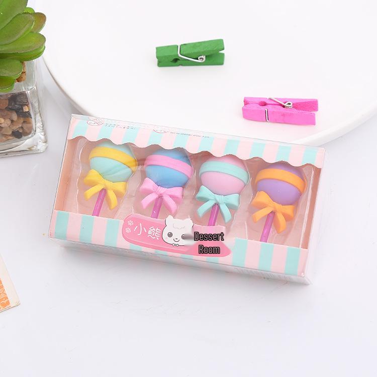 Creative Cartoon Gift Box Erasers - Student Holiday Prize Set with Hamburger & Dessert Designs