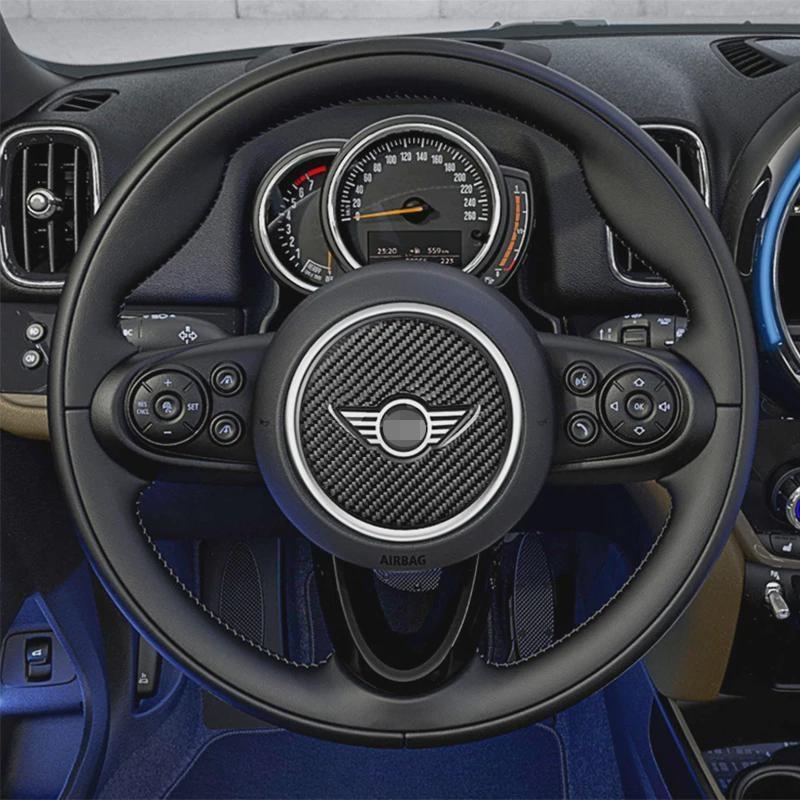 Autocolant central pentru volan din fibră de carbon pentru Cooper R55 R56 R60 R61 F55 F56 F60 Clubman Countryman Accesorii