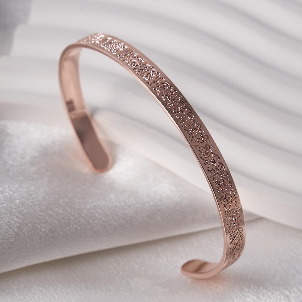 Stainless Steel Rune Bracelet: 6mm Gold-Plated Open Cuff, Unisex & Versatile