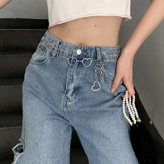 Fashion Heart Shape Pants Belt Adjustable Extended Chain Long Tassel Dress Belt Waist Chain Clothing Accessories