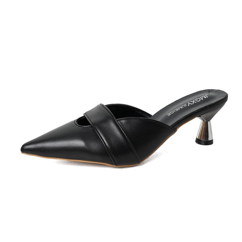 

Тапочки Baotou для женщин весна и осень 2024 года, новые интернет-знаменитости, пустые, ленивые, с заостренной головой, модные, на высоком каблуке, классные тапочки 33