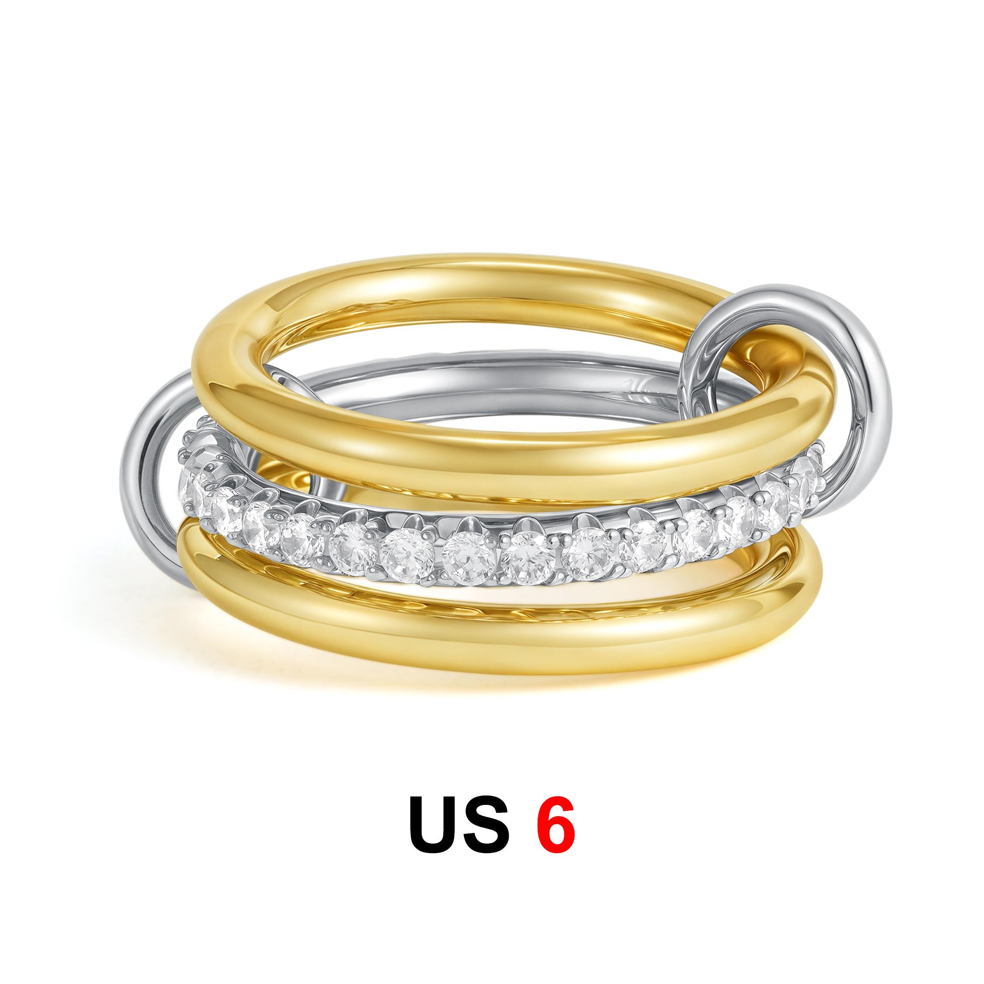 Dainty Stackable Rings for Women Luxury CZ Zircon Shiny Round Circle Ring Paper Clip Simple Combination Jewelry Gifts Wholesale