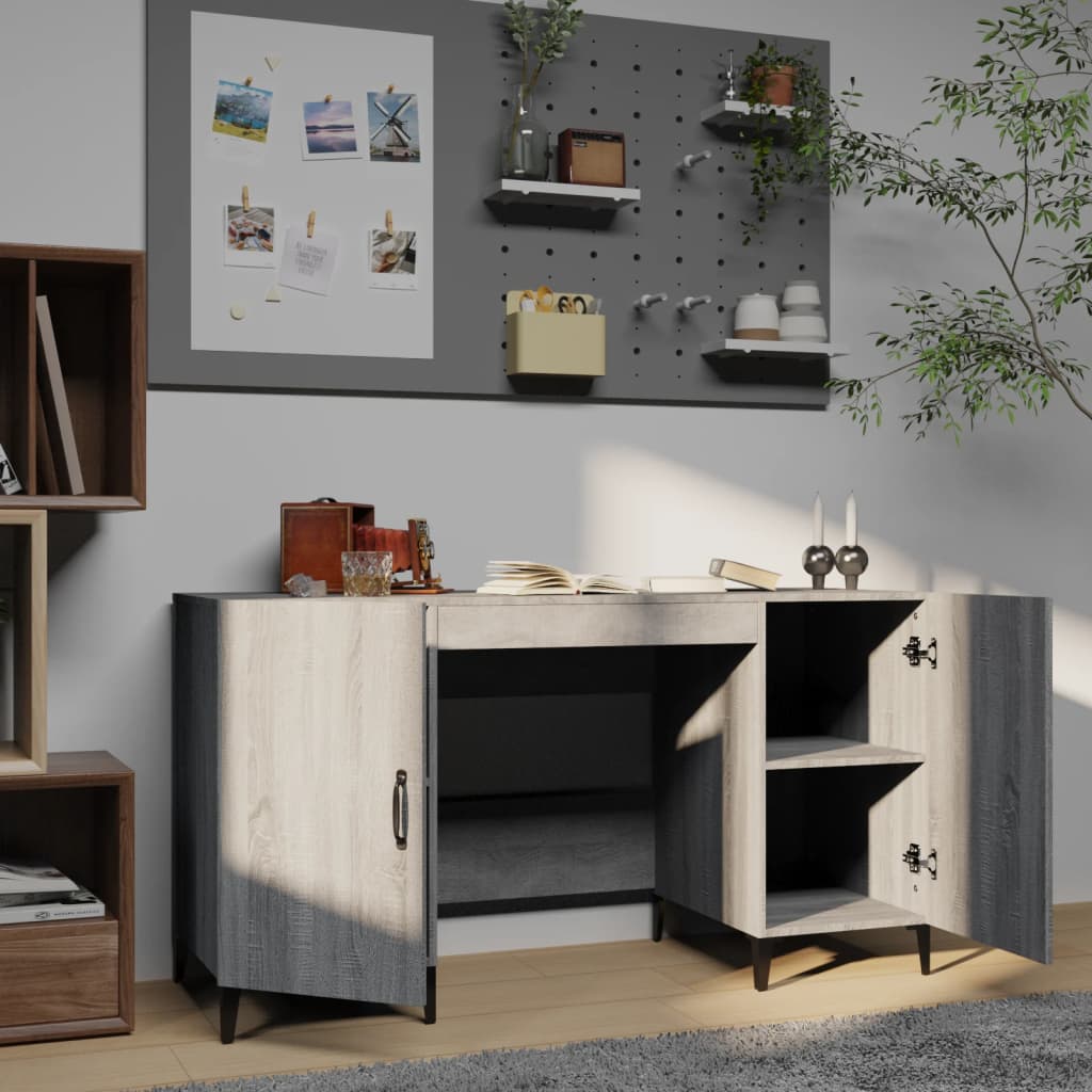 Desk Grey Sonoma 140 X 50 X 75 Cm Engineered Wood