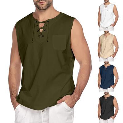Men's Cotton Linen Tank Top Shirts Casual Stylish Men’s Shirts Sleeveless  Beach Hippie Tops