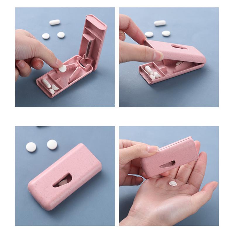 1/2pcs Mini Plastic Medicine Pill Holder Useful Portable Tablet Cutter Splitter Pill Case Storage Box Pill Tablet Cutter Divider