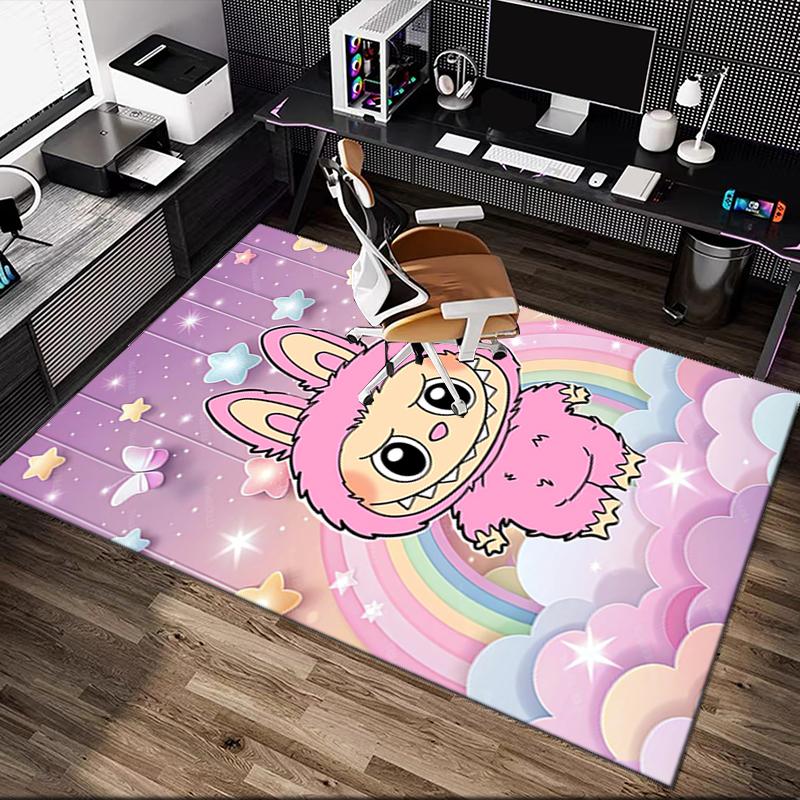 [1pc LABUBU Office Chair Carpet] Digital Printed Area Rug for Home & Game Room Use, Soft Indoor Sofa Chair Mat