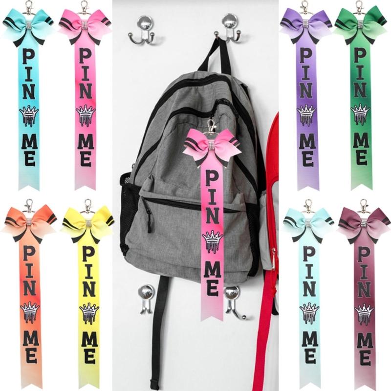 10pcs Glittering Rhinestones Bowknot Keychains Bulk Pack Cheerleading Team Spirit Accessories for Backpacks Bags