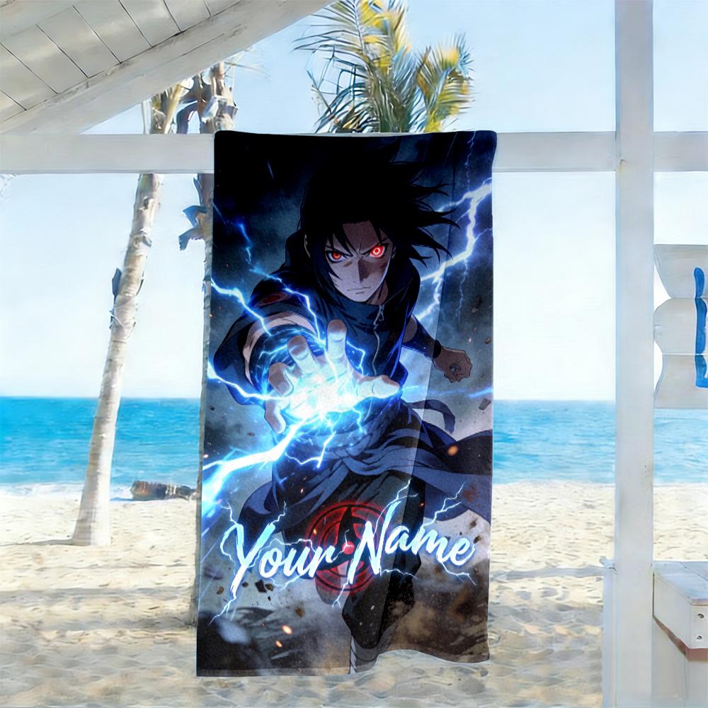 Naruto Character Customize Text Beach Towel Soft Durable Quick-Dry Suitable for Sports Travel Swimming Yoga Bathroom Beach And Pool