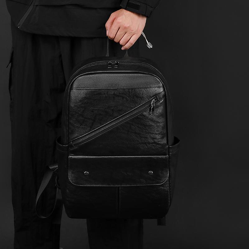 Rucsac PU pentru bărbați, multifuncțional, pentru afaceri, călătorii, capacitate mare, ghiozdan școlar pentru studenți