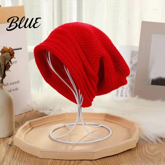 Hat For Different No Brim Winter Baggy Unisex Fall Head Sizes Solid Color Knitted Elastic
