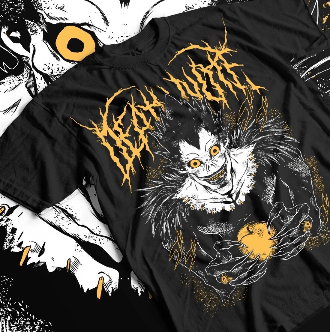 Kira Ryuk T-Shirt, Death Note Horror Anime Black Graphic Tee Shirt, Unisex M