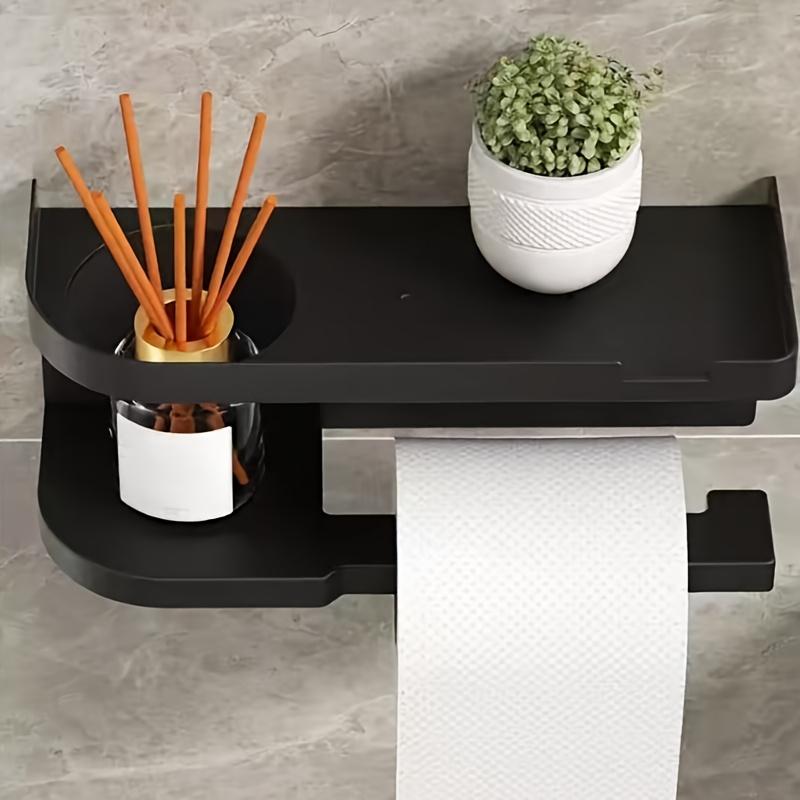 Modern & Wall-Mounted Toilet Paper Holder with Storage Shelf & Drawer - Space-Saving Bathroom Organizer with Knob, Multi-Tier Shelving System
