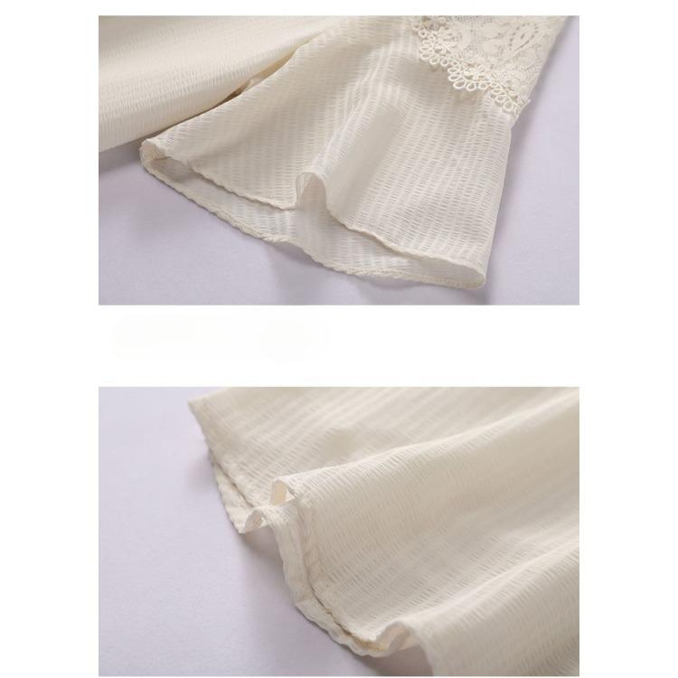 Chic Chinese Style Summer Blouse Womens Lace Short Sleeve Casual Fashion Chiffon Top