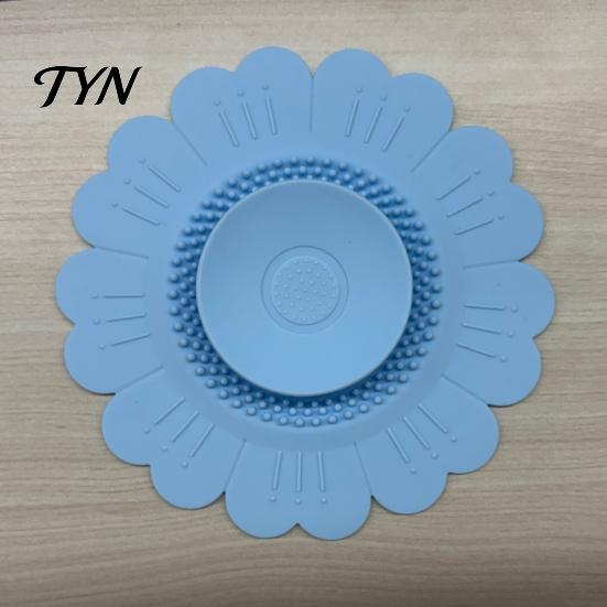 Insect Proof Drain Guard Sunflower Silicone Floor Mat, Bionic Petal Design Anti-Clog Sink Bathroom Strainer Hair Filter, Odor-Proof Drainage Protector