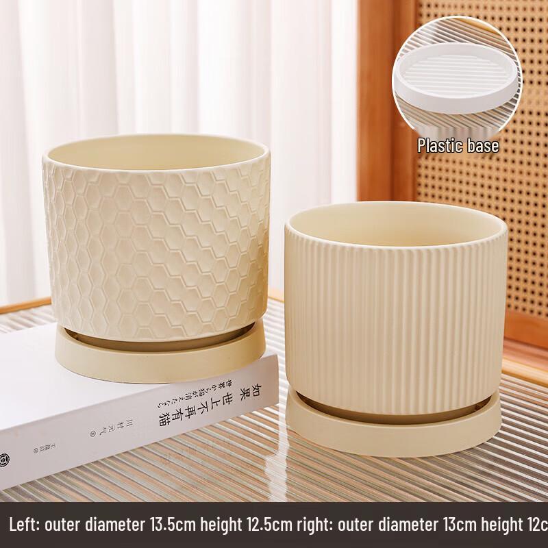 Medium Ceramic Flower Pots with Trays - 20 Pack