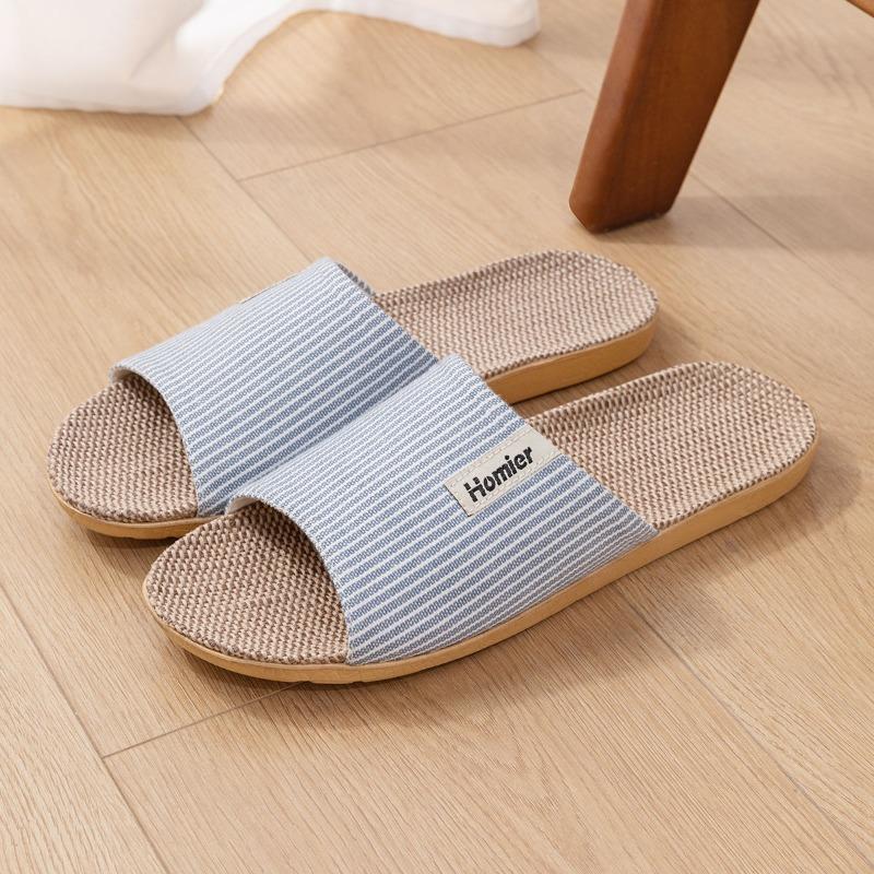 Linen slippers men's spring and autumn indoor home silent home use four seasons cotton and linen slippers women's new winter and summer