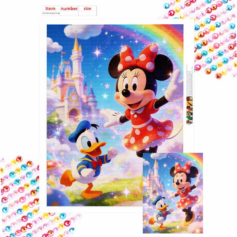 Disney Diamond Art Painting Kit Minnie Donald Magical Castle Home Wall Decor Handmade Gift Round 20x30cm
