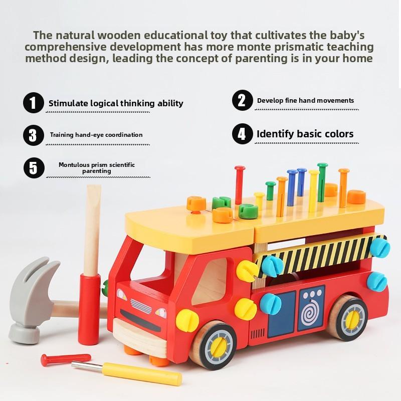 Wooden Construction Toy Set With Nut And Screw Blocks For Fine Motor Skills Development For Toddlers