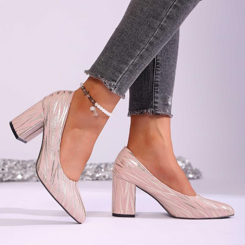 Women's Sexy Thick Heel Women's Single Shoes New Four Seasons Temperament Versatile Pointed High Heels