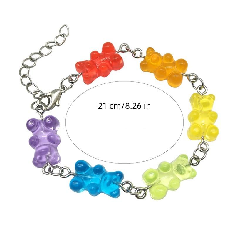 1pc Multi-Colored Bear Bracelet Earth Cool Fun Cute Jumping Disco Jelly Hip-Hop Colorful Bracelet