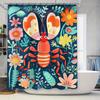Vibrant Shower Curtain Blue Floral Design with Crayfish Pattern 180 X 200cm Perfect for Bathroom Decorations