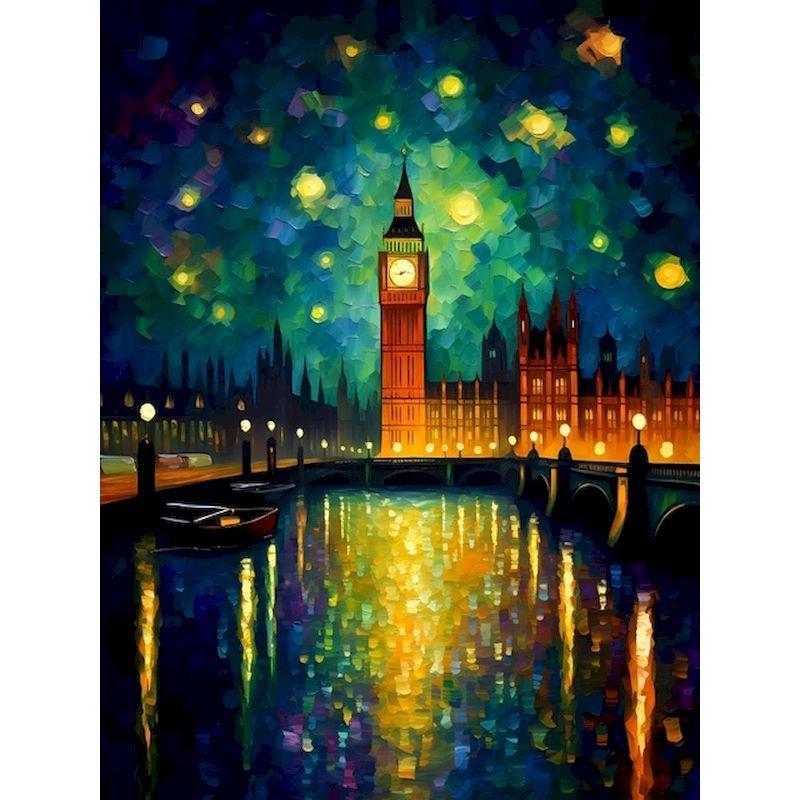 

GATYZTORY Oil Painting By Numbers Handmade London Night View Picture Coloring For Adults Diy Set Decors For unique Gift Artwork 30x20cm no frame