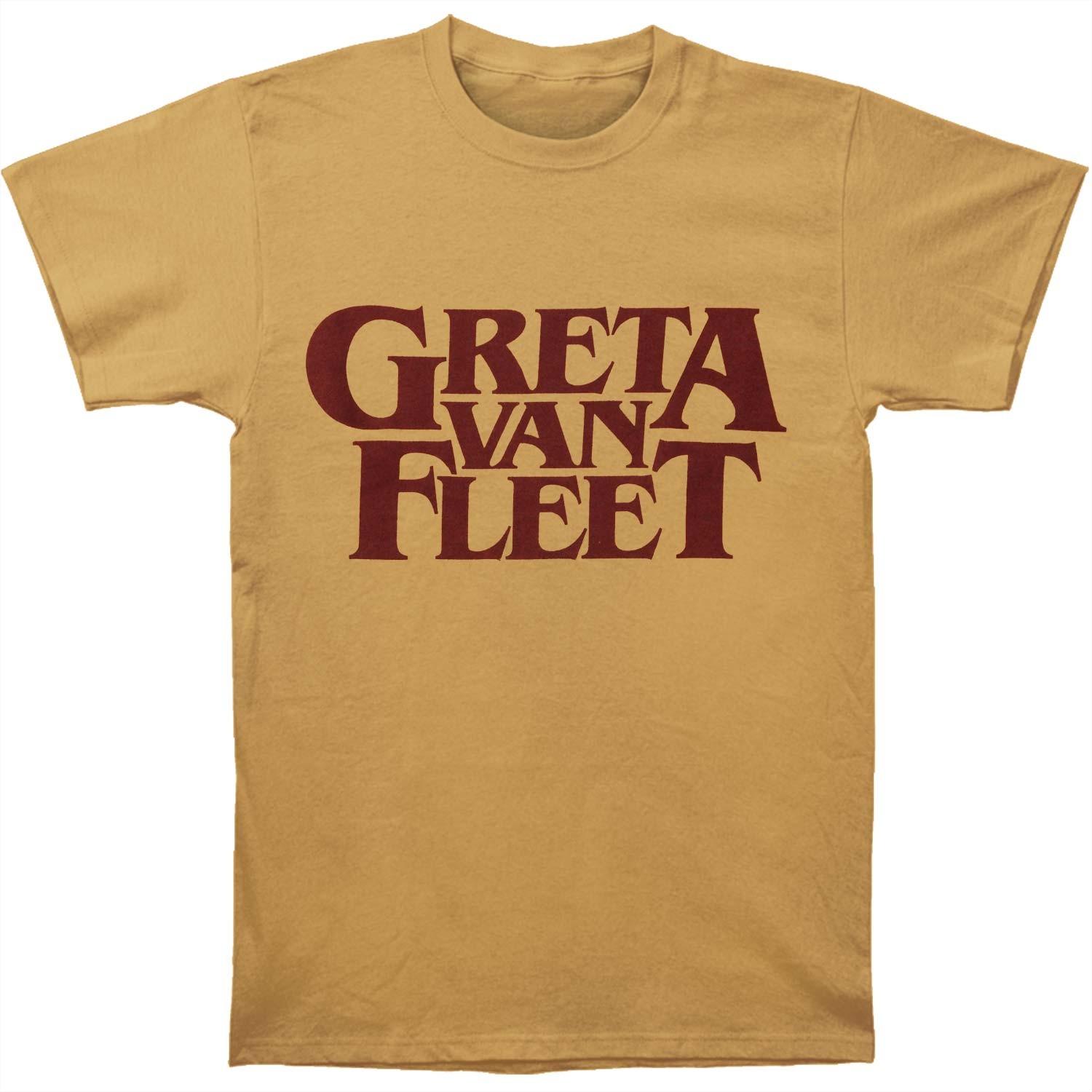 Men s Greta Van Fleet Logo Tee Old Gold T-shirt Medium Gold S