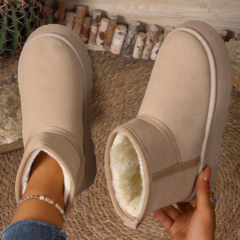 Fashion Faux Suede Platform Winter Boots for Women Warm Thicken Plush Anti Slip Snow Boots Woman Comfy Sliop On Thick Sole Ankle Booties