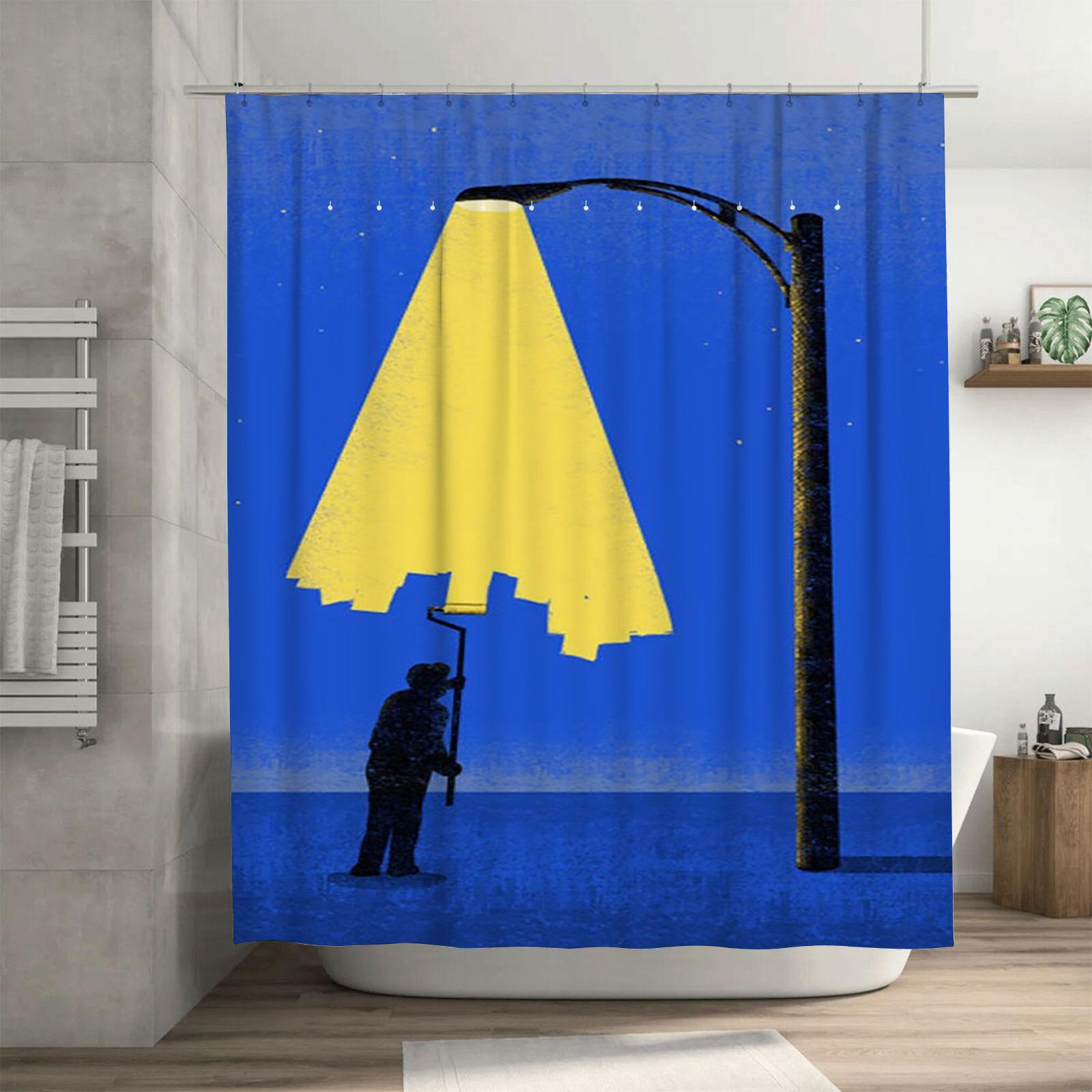 

Artistic Street Light Waterproof Shower Curtain Heat Resistant Machine Washable Non-Transparent 180x180cm 90X180cm(35x70in)
