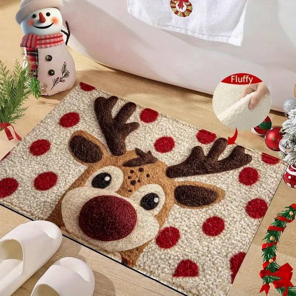 Santa Claus Design Bathroom Mat Water-absorbing Door Carpet Christmas Door Mat  Bathroom Use