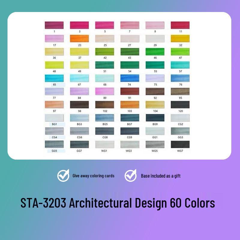 Sta 3203 Double-Ended Quick-Drying Oil-Based Marker Pen Set for Student Art & Indoor Design