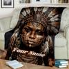 1PC Custom Name Native American Pride Flannel Blanket Versatile,all-season Throw Suitable for the Living Room,bedroom,camping,travel,and Gift