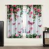 Elegant butterfly and pink rose - printed curtains, suitable for bedroom living room home decoration