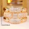 Luxury Gold Silver Color Cubic Zirconia Chain Link Ring for Women Daily Party Wedding Jewelry Gift