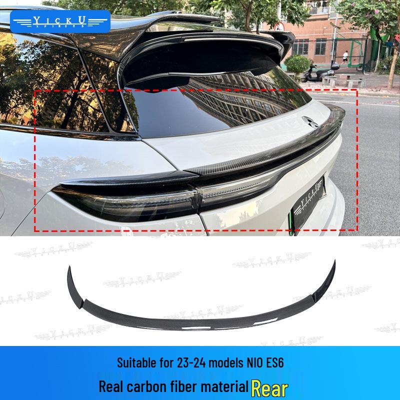 Nio ES6 23-24 Carbon Fiber Body Kit: Front Lip, Rear Lip, Side Skirts, Tail Wing, Wind Deflector, Top Wing.