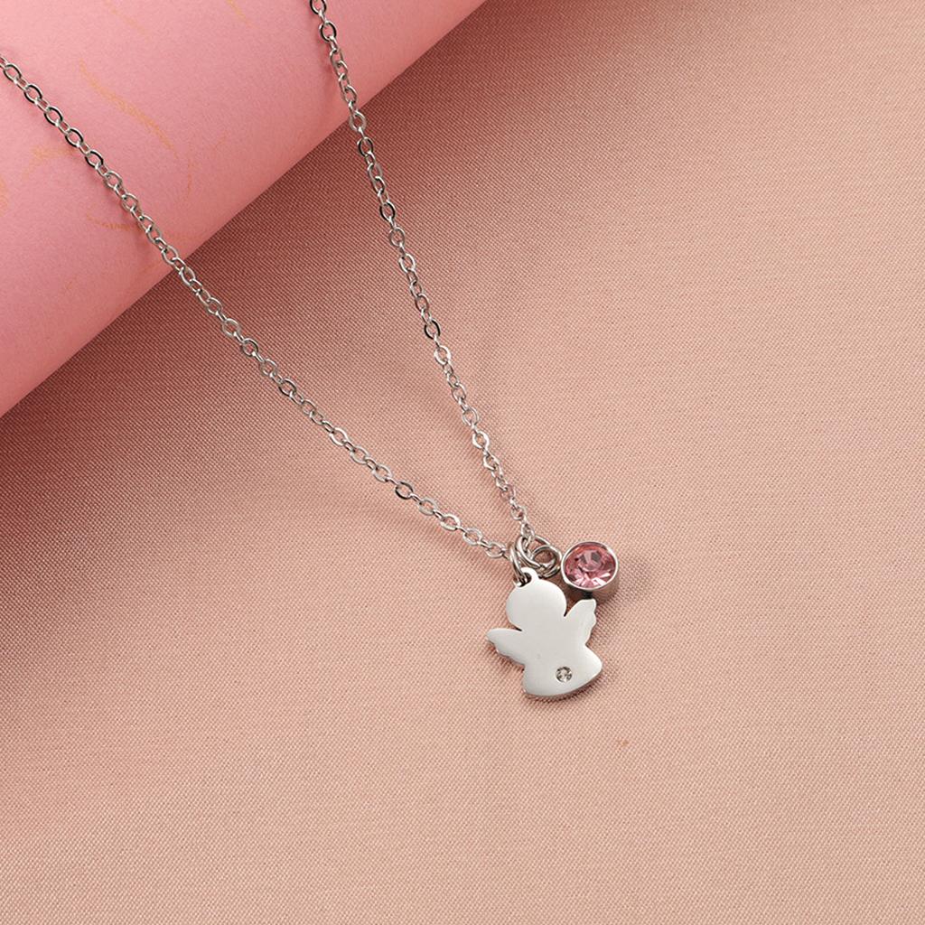 Edelstahl Engel Form Anhänger Halskette Handgemacht Geburtssteine Halskette Stilvoller Taufschmuck für Frauen