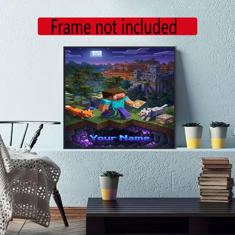 Minecraft Customize Text Diamond Painting Round Diamond Mosaic Suitable For Beginners Diamond Painting Rhinestones Gift Frameless