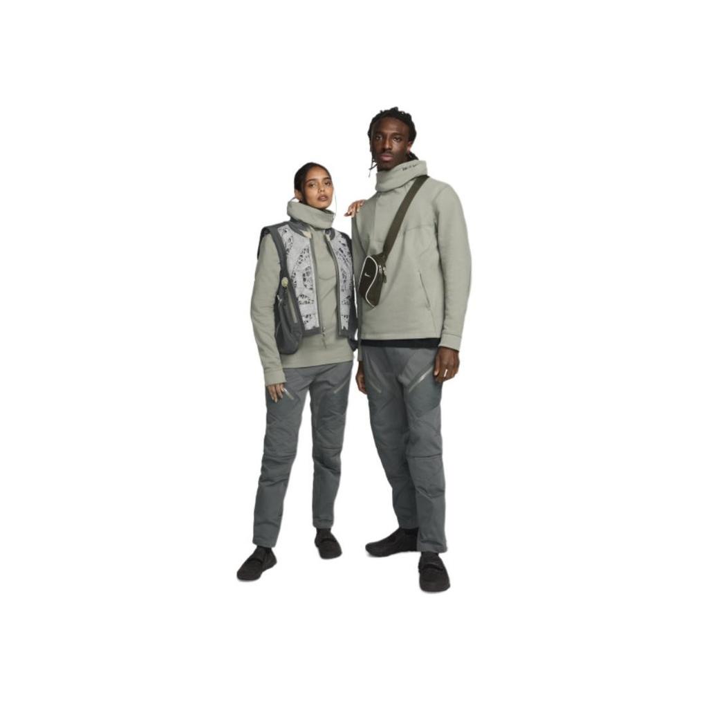 Nike ISPA Patchwork Hooded Pullover Long Sleeve Sweatshirt Unisex Tops Dark-Mud-Gray FJ7351-053