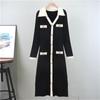 French style knitted cardigan, mid length skirt, women's spring and autumn 2025 new fashionable long sleeved dress