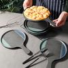 Pizza Plate Thickened Diamine Plate Imitation Porcelain Plastic With Handle Round Plate Barbecue Meat And Vegetable Plate