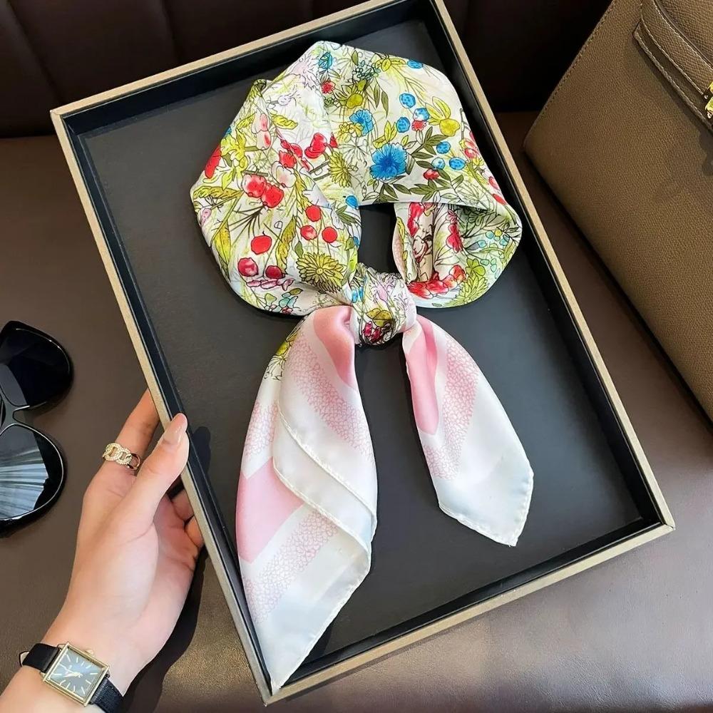 Fashion Luxury Brand 70cm Silk Feel Square Scarf Women Neck Tie Female Hair Bandana Headkerchief Shawl Wrap Hijab Echarpe