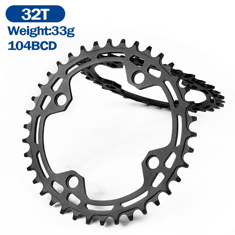 BXT MTB Bike 104 BCD ChainWheel Round Narrow Wide MTB Chainring 32T/34T/36T/38T Single Sprocket Bicycle Crankset Parts 104BCD 32T