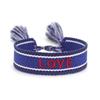 Handmade European Style Embroidered Love Bracelet with Tassels for Girls