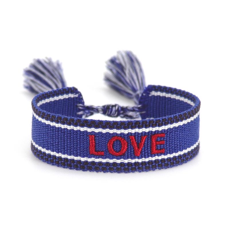 Handmade European Style Embroidered Love Bracelet with Tassels for Girls