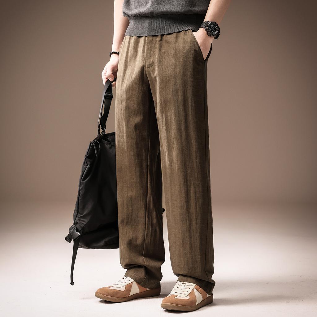 High-end American Old Money Style Light Luxury Tencel Breathable Drape Casual Pants Men's Summer Thin Loose Straight Pants