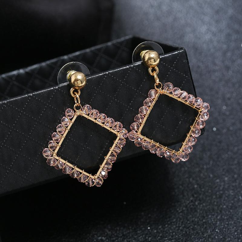 Original fashion personality retro crystal stud earrings female simple temperament versatile long earrings show face thin earrings