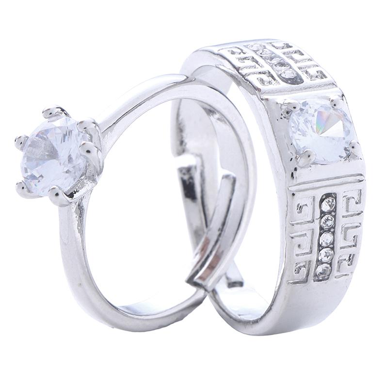 1Pair Classic Couple Resizeable Engagement Ring Men Women  Adjustable