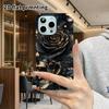 Phone Case: 2D Flat Suitable for iPhone 18 17 16 15 14 13 Pro Film Protective Case, Couple Style, Black Gold Rose, Christmas and Halloween Gift